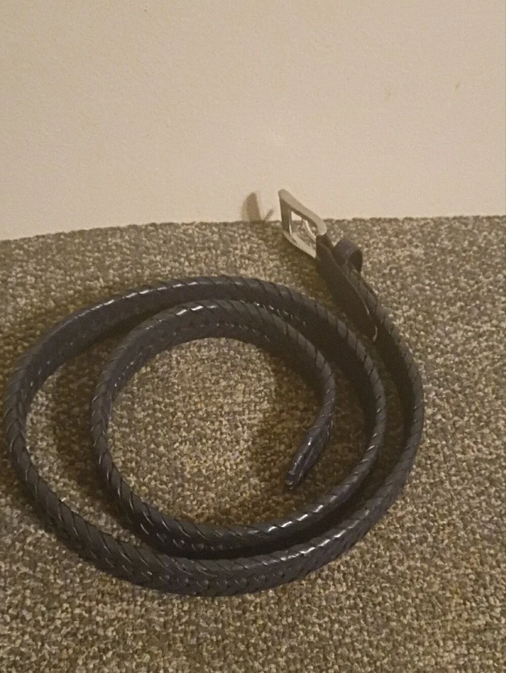 Land's End Navy Blue Braided Leather Belt - Classic Woven Style Size 44
